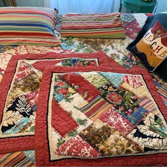 POTTERY BARN VINTAGE SALSA HAWAIIAN PATCHWORK QUEEN COMFORTER AND DUVET SET - Picture 7 of 14